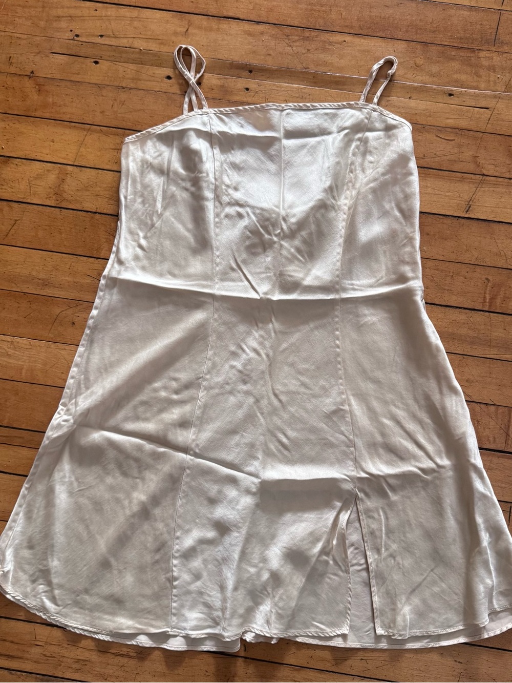 Victoria Secret slip lingerie dress light gold silk slit sleeveless sz large
